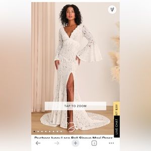 NWT lulus bell sleeve lace wedding dress